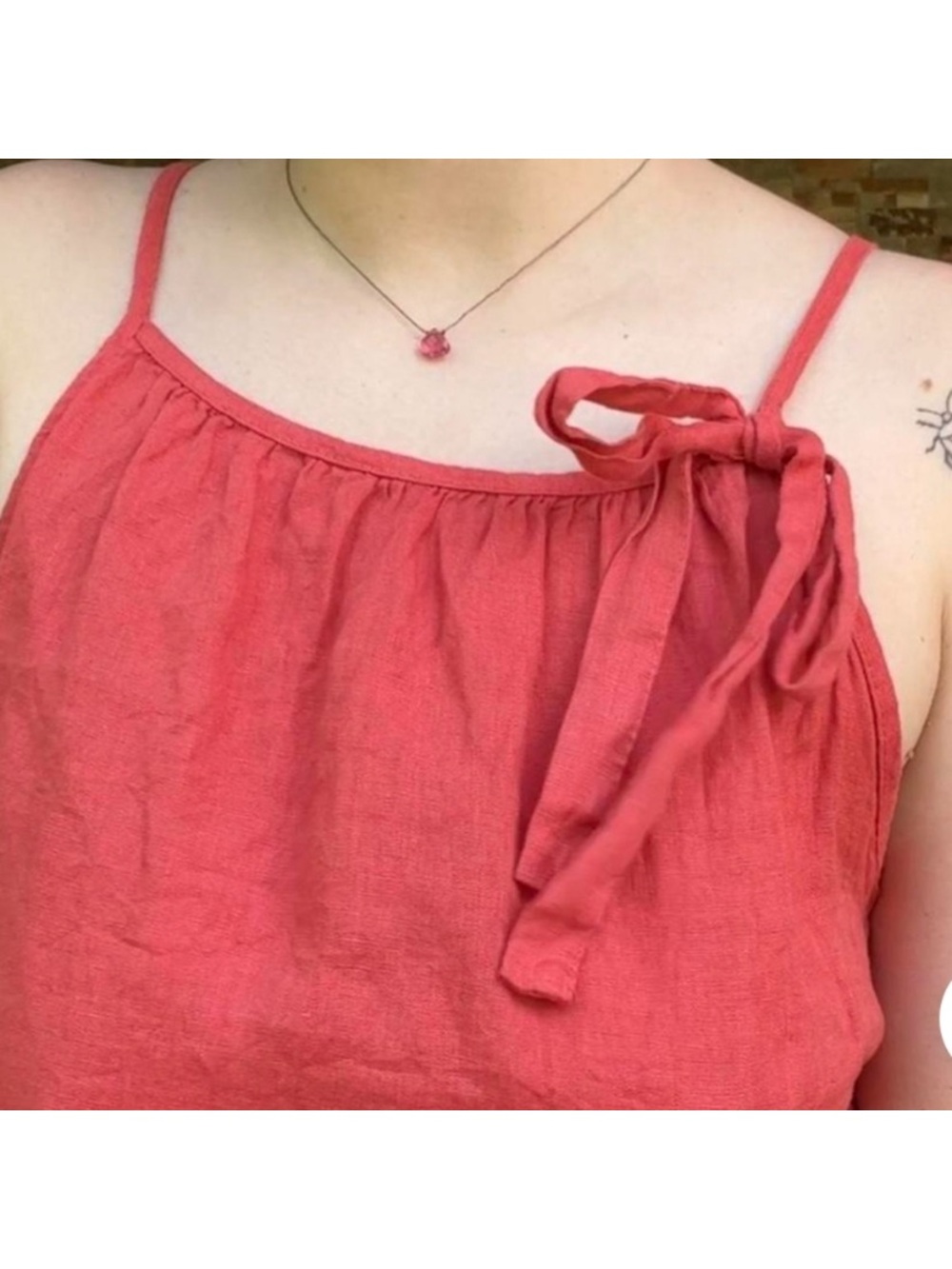 LUNGO L'ARNO Linen Dress Made in Italy Red Poppy Relaxed Minimalist size L - Picture 3 of 10